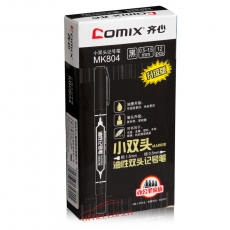 齐心 Comix MK804 小双头油性记号笔 12支/盒 黑色