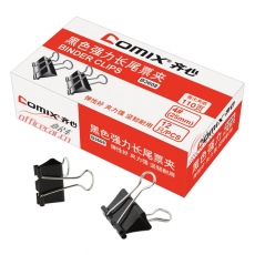 齐心 Comix B3608 4#强力长尾票夹 25mm 黑色 12个/盒