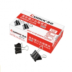 齐心 Comix B3609 5#强力长尾票夹 19mm 黑色 12个/盒