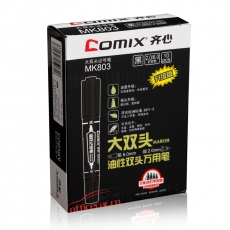齐心 Comix MK803 大双头油性记号笔 10支/盒 （黑色）