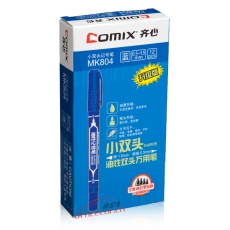 齐心 Comix MK804 小双头油性记号笔 12支/盒 蓝色