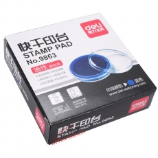 得力 Deli 9863 Ф81.5mm 圆形透明外壳快干印台 蓝色
