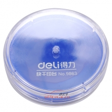 得力 Deli 9863 Ф81.5mm 圆形透明外壳快干印台 蓝色