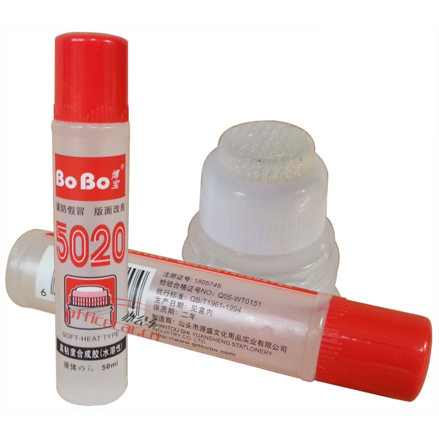 博宝 BOBO YS-5020 液体胶水（海绵头） 50ml （透明) 24支/盒