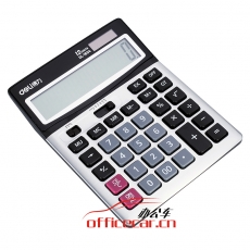 得力(deli)1654双电源宽屏大号金属面板办公桌面计算器 金融财务计算机 办公文具用品 银灰色